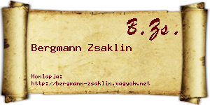 Bergmann Zsaklin névjegykártya